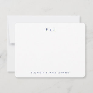 Carte De Correspondance Monogramme personnalisé de couple moderne bleu mar