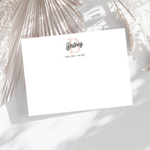 Carte De Correspondance Monogramme personnalisé moderne et prénom Rose pas