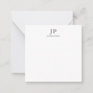 Carte De Correspondance Monogramme professionnel gris blanc chic