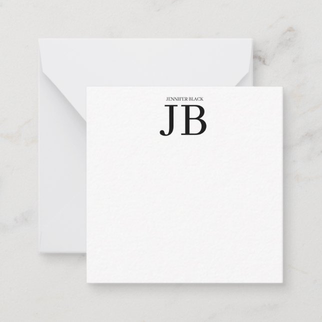 Carte De Correspondance Monogramme Professionnel Noir Blanc (Devant)