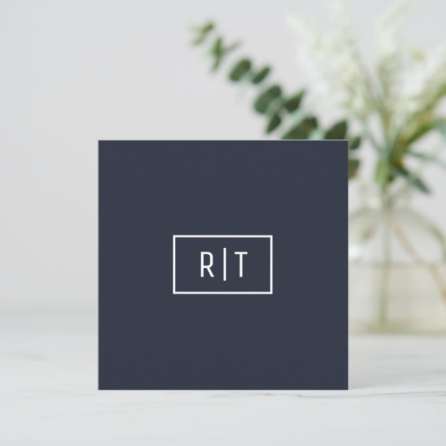 Carte De Correspondance Monogramme Professionnel Simple Bordure Blanche Na (Debout devant)