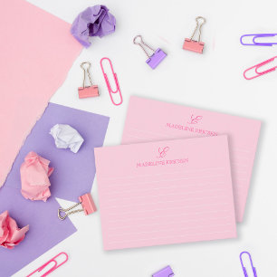 Carte De Correspondance Monogramme rose clair