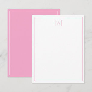 Carte De Correspondance Monogramme rose et blanc simple