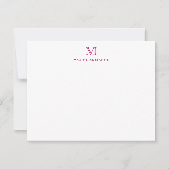Carte De Correspondance Monogramme rose Magenta Simple Classique Élégant C (Devant)