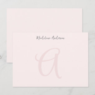 Carte De Correspondance Monogramme rose rose rose moderne minimaliste fémi
