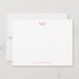 Carte De Correspondance Monogramme rose simple et élégant