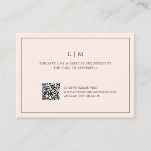 Carte De Correspondance Monogramme rose vierge simple QR Code Mariage RSVP