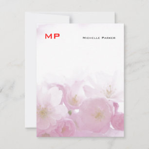 Carte De Correspondance Monogramme rouge floral professionnel minimaliste