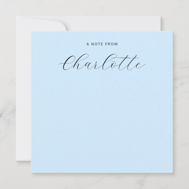 Carte De Correspondance Monogramme Script Calligraphie bleu (Devant)