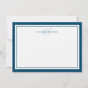 Carte De Correspondance Monogramme Script Deux bordures Élégant Simple Tur