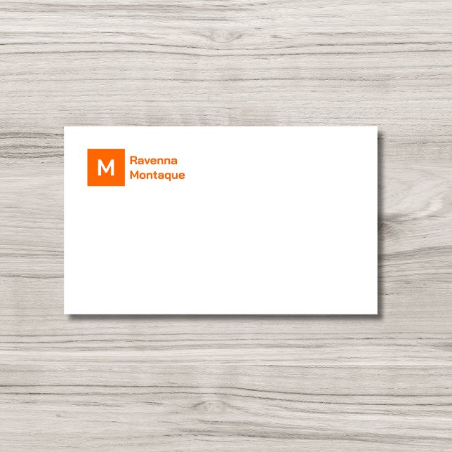 Carte De Correspondance Monogramme Simple Coucher de soleil Orange Script  (Créateur téléchargé)