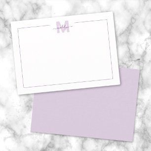 Carte De Correspondance Monogramme Simple de Nom Violet Minimaliste Script