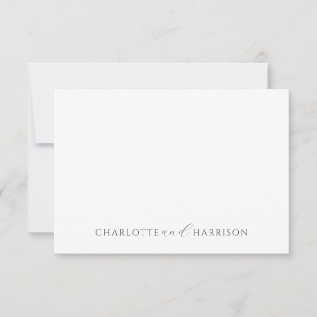 Carte De Correspondance Monogramme simple Elegant Couple Names (Devant)