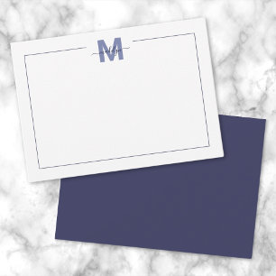 Carte De Correspondance Monogramme Simple Minimaliste Bleu Marine