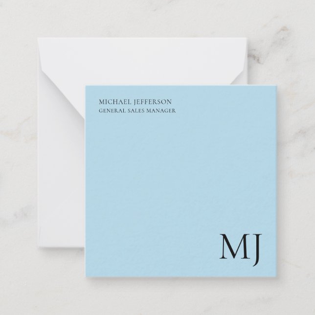 Carte De Correspondance Monogramme simple tendance affaires bleu (Devant)