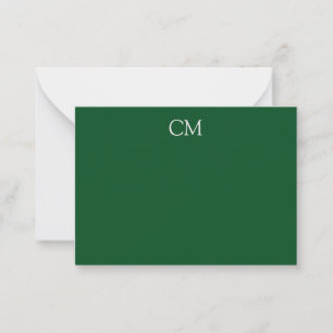 Carte De Correspondance monogramme simple vert foncé