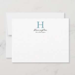 Carte De Correspondance Monogramme Turquoise élégant et sophistiqué