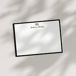 Carte De Correspondance Monogramme Typographie décorative Noir et blanc