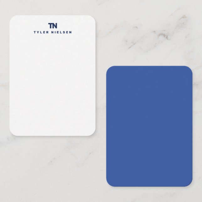 Carte De Correspondance Monogramme Typographie Moderne Bleu Marine (Devant / Derrière)
