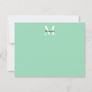 Carte De Correspondance Monogramme vert de menthe Cadeaux fixes personnali