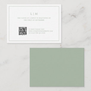 Carte De Correspondance Monogramme vert Sage simple Mariage budgétaire RSV