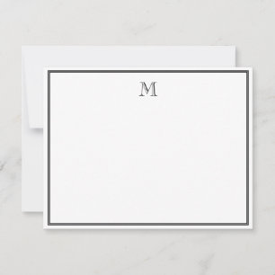 Carte De Correspondance Monogramme Vintage Bordure Double Noire