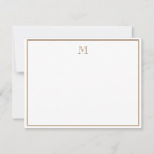 Carte De Correspondance Monogramme Vintage Double Bordure Or Rustique