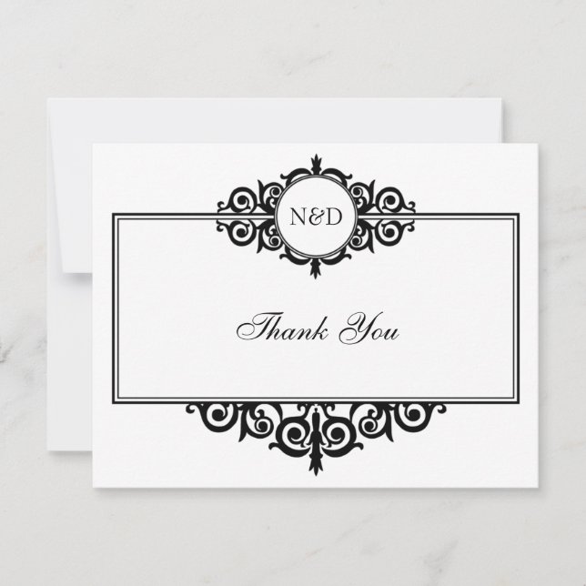 Carte De Correspondance Monographie de défilement blanc noir merci note pl (Devant)