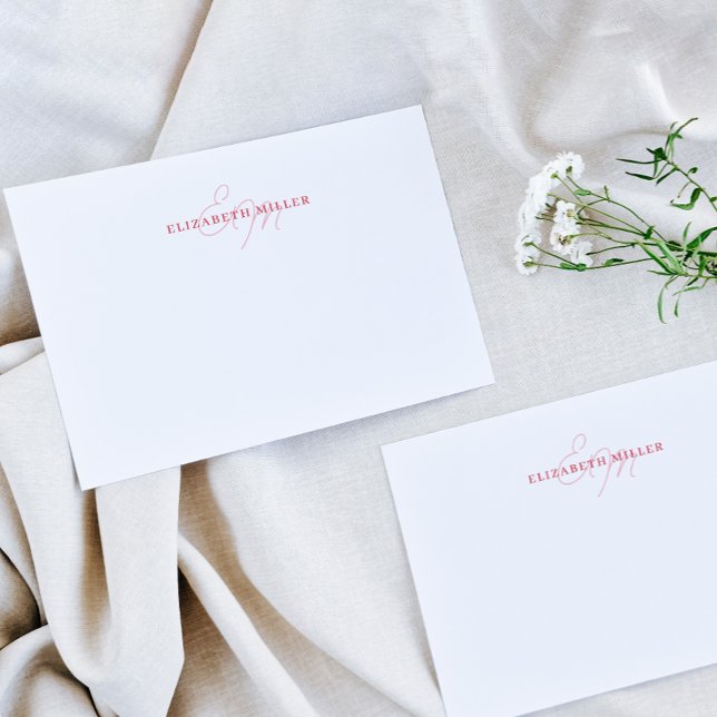 Carte De Correspondance Monorgramme Giri Chic Blush Pink 2 Script (Créateur téléchargé)