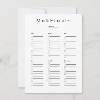 Carte De Correspondance Monthly to do list