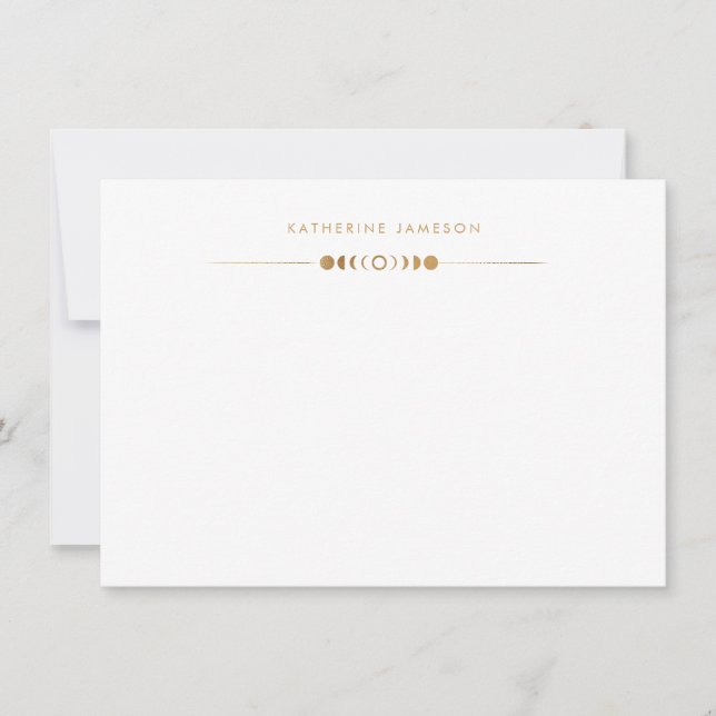 Carte De Correspondance Moon Phases Golden Monogram Note Card (Devant)