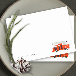 Carte De Correspondance Moteur de camion de pompiers rouge mignon pour enf