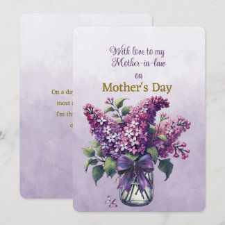 Carte De Correspondance Mother's Day for Mother-in-law Vase of Lilacs
