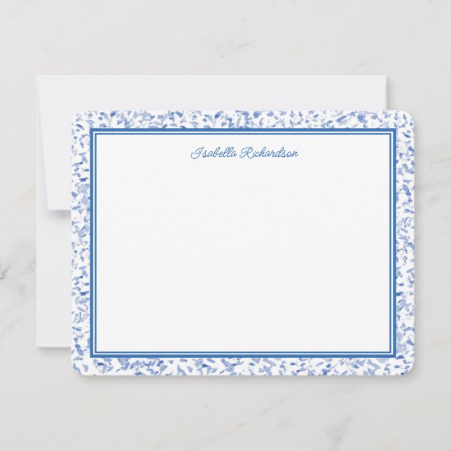 Carte De Correspondance Motif à points bleu français chic (Devant)