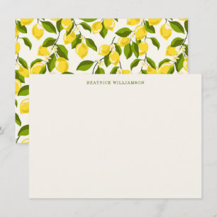 Carte De Correspondance Motif aquarelle de citron mignon personnalisé