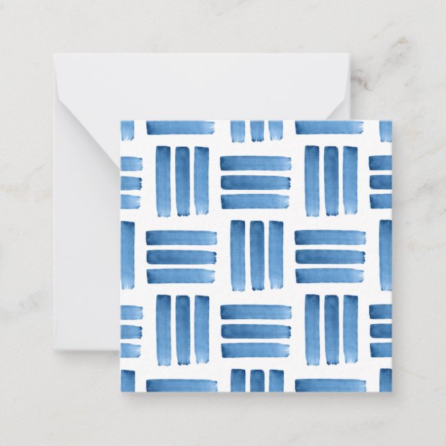 Carte De Correspondance Motif Bleu Brushstrokies (Devant)