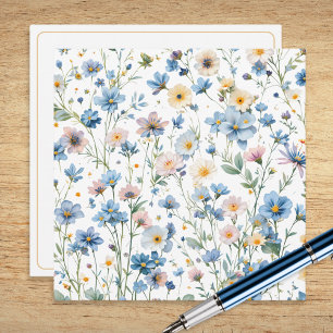 Carte De Correspondance Motif botanique de fleurs sauvages rustique pour j