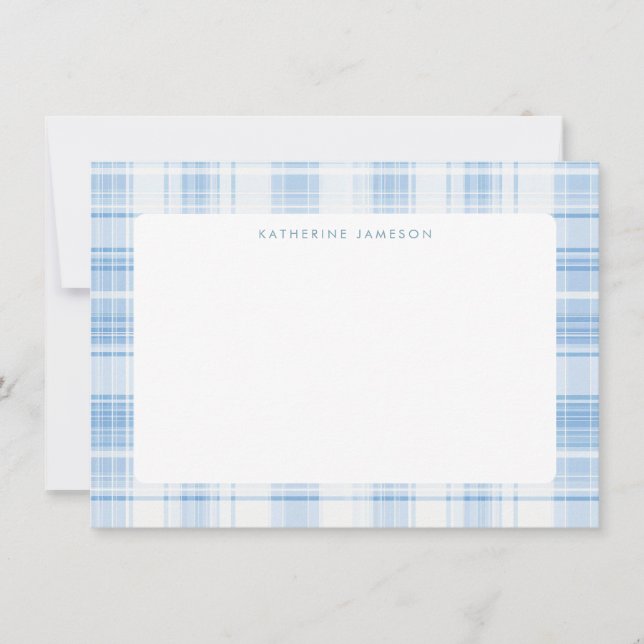 Carte De Correspondance Motif carreau côtier bleu monogramme (Devant)