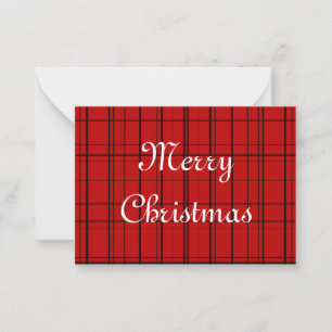 Carte De Correspondance Motif carreau rouge avec texte Joyeux Noël blanc