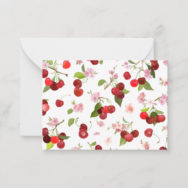Carte De Correspondance Motif cerise 1 (Devant)