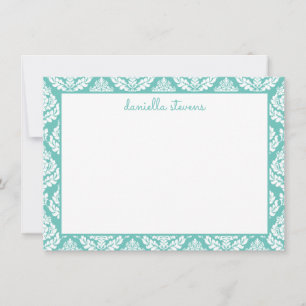 Carte De Correspondance Motif Damas Mint Green plat personnalisé