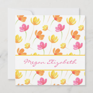 Carte De Correspondance Motif d'aquarelle rose jaune