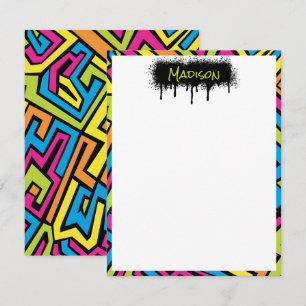 Carte De Correspondance Motif d'art de rue de graffiti néon coloré personn