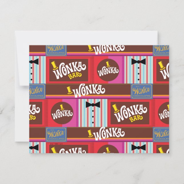 Carte De Correspondance Motif de bonbons de Willy Wonka (Devant)