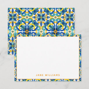 Carte De Correspondance Motif de carreaux méditerranéens personnalisé