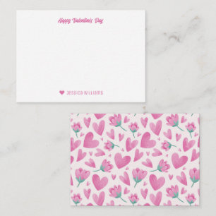 Carte De Correspondance Motif de cœur floral rose doux pour la Saint-Valen