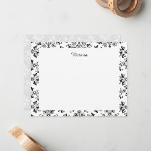 Carte De Correspondance Motif de Damas Vintage modifiable Floral 4,25x5,5