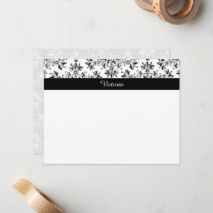 Carte De Correspondance Motif de Damas Vintage modifiable Floral 4,25x5,5
