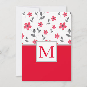 Carte De Correspondance Motif de fleur aquarelle à cinq pétales rouges