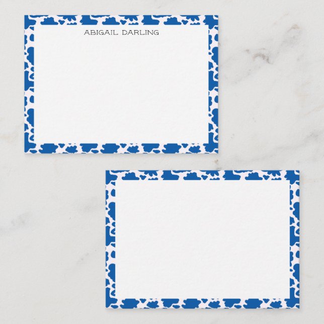 Carte De Correspondance Motif de fleur bleu vif moderne (Devant / Derrière)